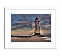 Wee Blue Coo PHOTO TALACRE LIGHTHOUSE GHOSTLY COAST BEACH RUSTIC WALES FRAMED PRINT F97X6519