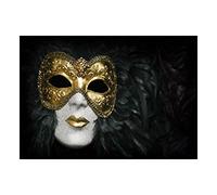 Wee Blue Coo Photo Venetian Carnival Mask Ornate Gold Lips Feathers Wall Art Print