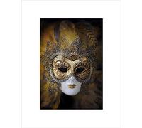 Wee Blue Coo Photo Venetian Mask Carnival Gold Ornate Design Wall Art Print