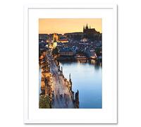 Wee Blue Coo Photo Vltava River Charles Bridge Prague Czech Republic Framed Wall Art Print