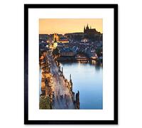 Wee Blue Coo Photo Vltava River Charles Bridge Prague Czech Republic Framed Wall Art Print