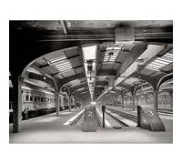 Wee Blue Coo Photograph Black White Train Station Interior Tunnel Art Print Poster Wall Decor 12X16 Inch