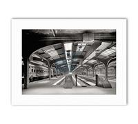 Wee Blue Coo Photograph Black White Train Station Interior Tunnel Photograph Canvas Art Print