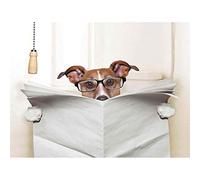 Wee Blue Coo Photograph Composition Jack Russell Newspaper Toilet Funny Art Print Poster Wall Decor 12X16 Inch