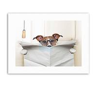 Wee Blue Coo Photograph Composition Jack Russell Newspaper Toilet Funny Photograph Canvas