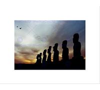 Wee Blue Coo PHOTOGRAPH COMPOSITION LANDMARK MOAI EASTER ISLAND SILHOUETTE PRINT B12X13645