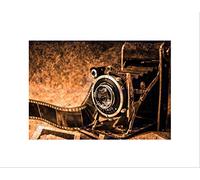 Wee Blue Coo PHOTOGRAPH COMPOSITION RETRO OLD CAMERA FILM BLACK FRAMED ART PRINT B12X3873