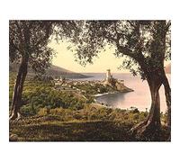 Wee Blue Coo Photograph Lakeside Castle Malcesine Lake Garda Italy Art Print Poster Wall Decor 12X16 Inch