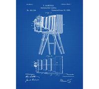Wee Blue Coo Photographic Camera Blueprint Premium Wall Art Canvas Print 18X24 Inch