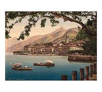 Wee Blue Coo Photography Bellagio General Lake Como Italy Landscape Boats Art Print Poster Wall Decor 12X16 Inch