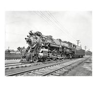Wee Blue Coo Photography Black White Train Rail Steam Engine Locomotive Canvas Print