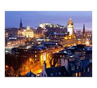 Wee Blue Coo Photography Cityscape Edinburgh Scotland Castle Scott Monument Night Canvas Print