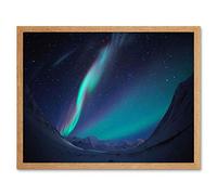Wee Blue Coo Photography Landscape Winter Aurora Borealis Northern Lights Art Print Framed Poster Wall Decor 12X16 Inch