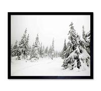 Wee Blue Coo Photography Landscape Winter Scene Snow Forest Trees Art Print Framed Poster Wall Decor 12X16 Inch