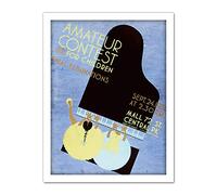 Wee Blue Coo Piano Contest Central Park New York Artwork Framed Wall Art Print 18X24 Inch