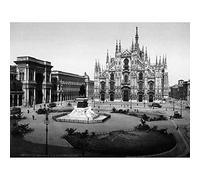 Wee Blue Coo Piazza Del Duomo Cathedral Square Milan Italy 1895 Old BW Art Print Poster Wall Decor 12X16 Inch