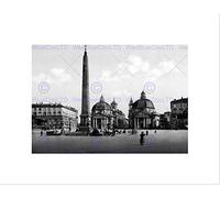 Wee Blue Coo PIAZZA DEL POPOLO ROME ITALY 1895 VINTAGE OLD BW FRAMED ART PRINT MOUNT B12X2657