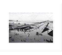 Wee Blue Coo PIER AND BRIDGE SOUTHPORT VINTAGE HISTORY OLD BW FRAMED ART PRINT MOUNT B12X563