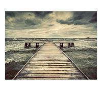 Wee Blue Coo Pier With Storm Clouds Art Print Poster Wall Decor 12X16 Inch