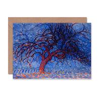 Wee Blue Coo PIET MONDRIAN 1908 EVENING RED TREE PAINTING ART GREETINGS CARD