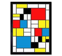 Wee Blue Coo Piet Mondrian Abstract Cubes Squares Art Print Framed Poster Wall Decor 12x16 inch
