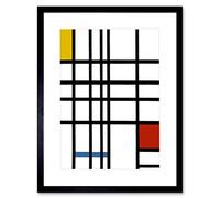 Wee Blue Coo Piet Mondrian Composition Yellow Blue Red Artwork Framed Wall Art Print 12X16 Inch