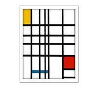 Wee Blue Coo Piet Mondrian Composition Yellow Blue Red Artwork Framed Wall Art Print 18X24 Inch