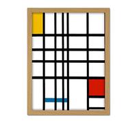 Wee Blue Coo Piet Mondrian Composition Yellow Blue Red Artwork Framed Wall Art Print 18X24 Inch