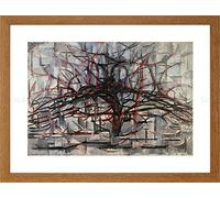 Wee Blue Coo Piet Mondrian Tree Abstract Dark Painting Framed Wall Art Print