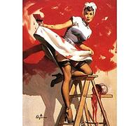 Wee Blue Coo Pin Up Girl Red Paint Unframed Wall Art Print Poster Home Decor Premium