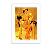 Wee Blue Coo Pin Up Girl Undressed Beauty Form Figure Painting Portrait Canvas Art Print