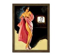 Wee Blue Coo Pin Up Girl Undressed TV Artwork Framed Wall Art Print 18X24 Inch