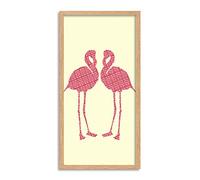 Wee Blue Coo Pink Flamingo Birds Pattern Design Long Panel Framed Wall Art Print