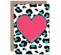 Wee Blue Coo Pink Teal Leopard Reverse Beautiful Greeting Card With Envelope Inside Premium Quality