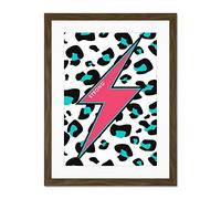 Wee Blue Coo Pink Teal Leopard Reverse Strong Large Framed Art Print Wall Poster 18x24 inch