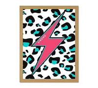 Wee Blue Coo Pink Teal Leopard Reverse Strong Large Framed Art Print Wall Poster 18x24 inch