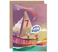 Wee Blue Coo Pirate Map Boys 7th Birthday Card