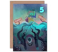 Wee Blue Coo Pirate Octopus Boys 5th Birthday Card
