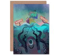 Wee Blue Coo Pirate Octopus Boys Birthday Card