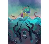Wee Blue Coo Pirate Ship Octopus Canvas Wall Art Print