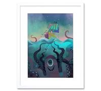 Wee Blue Coo Pirate Ship Octopus Framed Wall Art Print