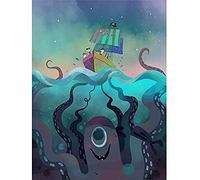 Wee Blue Coo Pirate Ship Octopus Wall Art Print