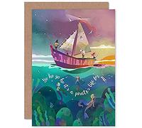 Wee Blue Coo Pirates Life Mermaids Greetings Card