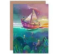 Wee Blue Coo Pirates Mermaids Greetings Card
