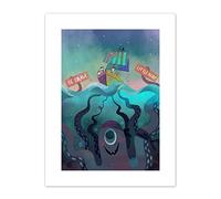 Wee Blue Coo Pirates Octopus Be Brave Canvas Wall Art Print