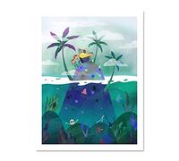 Wee Blue Coo Pirates Treasure Large Framed Art Print Poster Wall Decor 18x24 inch