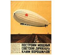 Wee Blue Coo Political Airship Communism Soviet Union Vintage Advert Art Print Poster Wall Decor 12X16 Inch