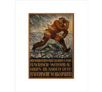 Wee Blue Coo POLITICAL BAVARIAN PEOPLE PARTY ANTI BOLSHEVIK GERMANY FRAMED PRINT B12X11093