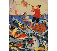 Wee Blue Coo Political Communism China Fish People Boat Happy Joy Art Print Poster Wall Decor 12X16 Inch