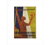 Wee Blue Coo POLITICAL COMMUNISM CONGRESS HAMMER SICKLE CZECH FRAMED ART PRINT B12X4514
